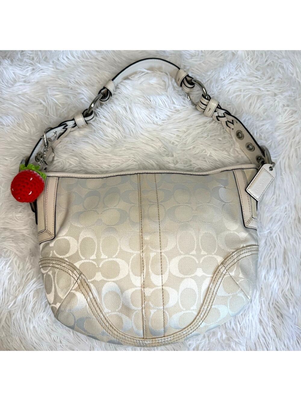 y2k Coach Vintage 2005 Signature 6267 Canvas Leather trim Hobo Bag Shoulder Bag